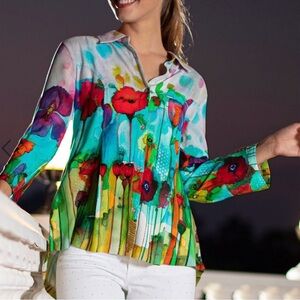 Floral Multicolor Women's Top By Dolcezza “Poppy 20608”